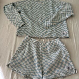 Abercrombie & Fitch Kids Blue and White Checkered Sweat Sets 3 pieces